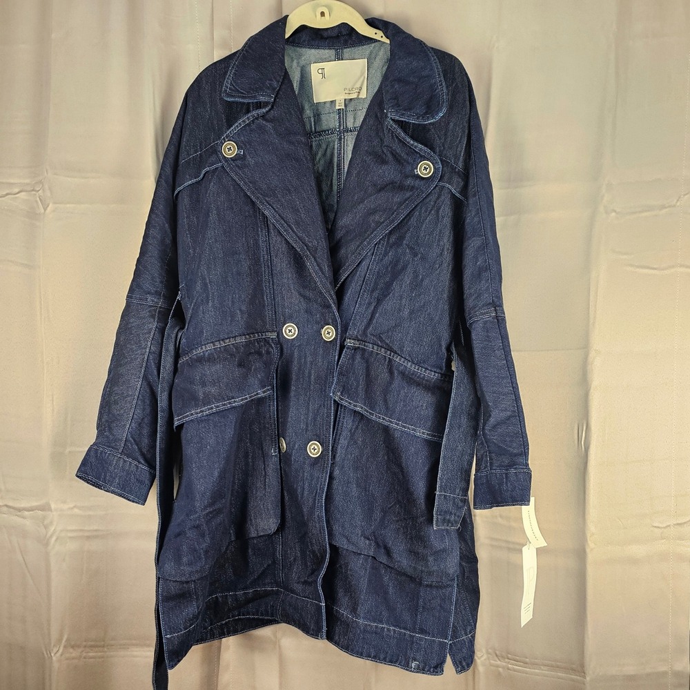 NWT Pilcro Anthropologie Womens Oversized Dolman Denim Trench Coat Small